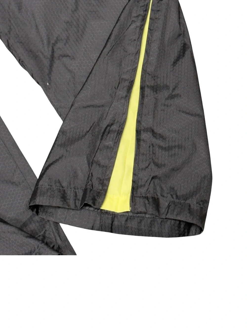 Nike Black Volt Nylon Zip Leg Drawstring Track Athletic Wind Pants